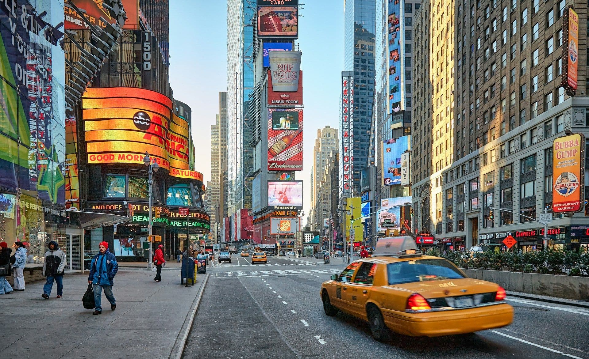 Taxis on the street in New York City
